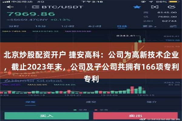 北京炒股配资开户 捷安高科：公司为高新技术企业，截止2023年末，公司及子公司共拥有166项专利