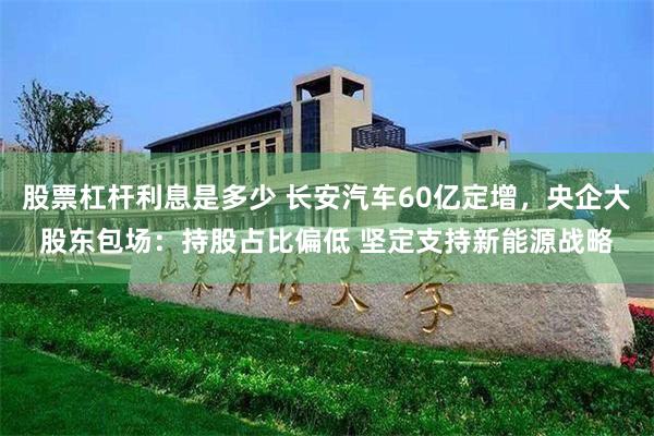 股票杠杆利息是多少 长安汽车60亿定增，央企大股东包场：持股占比偏低 坚定支持新能源战略